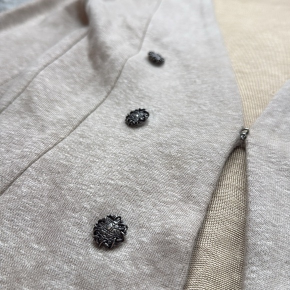 Max Studio 2 Ply Cashmere Beige sheer Panel High-Low Jacket - Picture 5 of 11